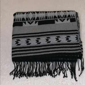 SOLD Black, grey and white wool-like scarf